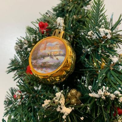 LOT 24 H: Bradford Exchange Cardinal Light Up Christmas Tree & Numbered Thomas Kinkade "Snow Kissed Holiday Memories"...