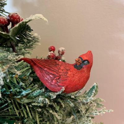 LOT 24 H: Bradford Exchange Cardinal Light Up Christmas Tree & Numbered Thomas Kinkade "Snow Kissed Holiday Memories"...