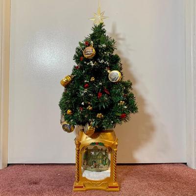 LOT 24 H: Bradford Exchange Cardinal Light Up Christmas Tree & Numbered Thomas Kinkade "Snow Kissed Holiday Memories"...