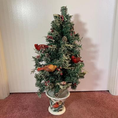 LOT 24 H: Bradford Exchange Cardinal Light Up Christmas Tree & Numbered Thomas Kinkade "Snow Kissed Holiday Memories"...