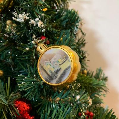 LOT 24 H: Bradford Exchange Cardinal Light Up Christmas Tree & Numbered Thomas Kinkade "Snow Kissed Holiday Memories"...