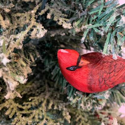 LOT 24 H: Bradford Exchange Cardinal Light Up Christmas Tree & Numbered Thomas Kinkade "Snow Kissed Holiday Memories"...