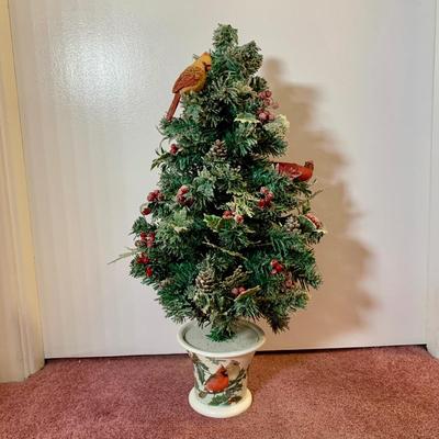 LOT 24 H: Bradford Exchange Cardinal Light Up Christmas Tree & Numbered Thomas Kinkade "Snow Kissed Holiday Memories"...