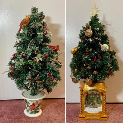 LOT 24 H: Bradford Exchange Cardinal Light Up Christmas Tree & Numbered Thomas Kinkade "Snow Kissed Holiday Memories"...