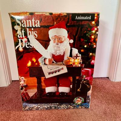 LOT 28 H: Northpole Productions Gemmy Industries Co. Santa At His Desk Musical Animated Decor