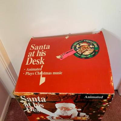 LOT 28 H: Northpole Productions Gemmy Industries Co. Santa At His Desk Musical Animated Decor