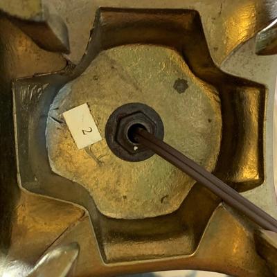 LOT 29 O: Brass Base Hand Painted Glass Ginger Jar Body Table Lamp