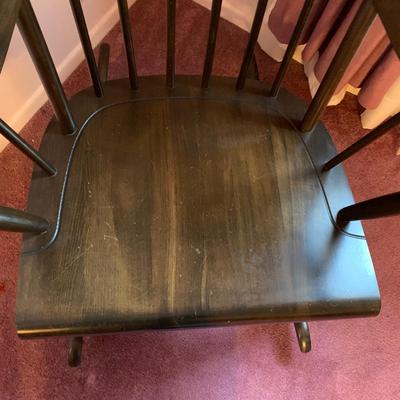 LOT 40 L: Vintage Rocking Chair & J.B. Van Sciver Co. Harp Shaped Magazine Rack