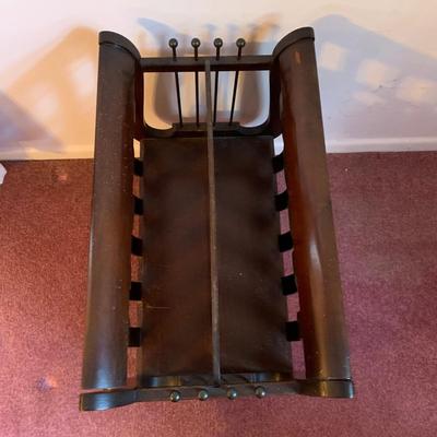LOT 40 L: Vintage Rocking Chair & J.B. Van Sciver Co. Harp Shaped Magazine Rack
