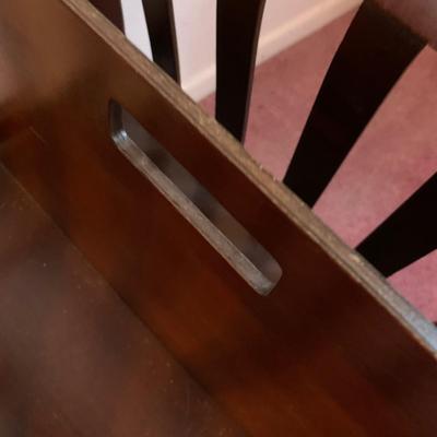 LOT 40 L: Vintage Rocking Chair & J.B. Van Sciver Co. Harp Shaped Magazine Rack