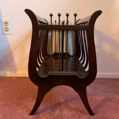 LOT 40 L: Vintage Rocking Chair & J.B. Van Sciver Co. Harp Shaped Magazine Rack