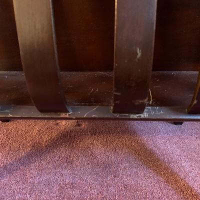 LOT 40 L: Vintage Rocking Chair & J.B. Van Sciver Co. Harp Shaped Magazine Rack