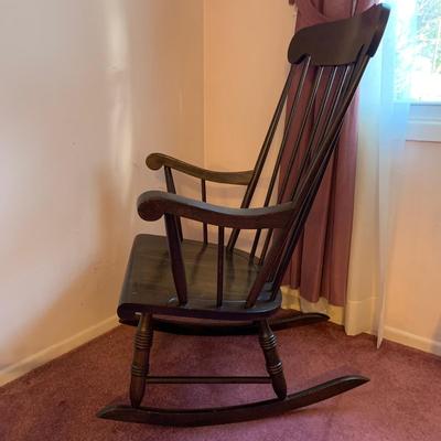 LOT 40 L: Vintage Rocking Chair & J.B. Van Sciver Co. Harp Shaped Magazine Rack