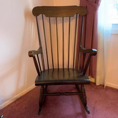 LOT 40 L: Vintage Rocking Chair & J.B. Van Sciver Co. Harp Shaped Magazine Rack