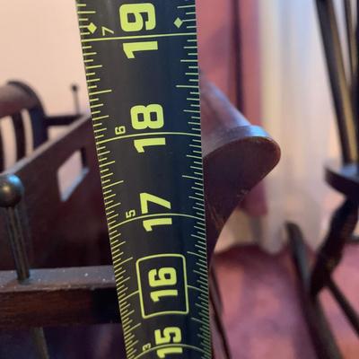 LOT 40 L: Vintage Rocking Chair & J.B. Van Sciver Co. Harp Shaped Magazine Rack