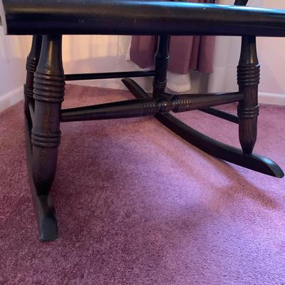 LOT 40 L: Vintage Rocking Chair & J.B. Van Sciver Co. Harp Shaped Magazine Rack