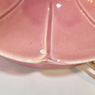 LOT 44L: Scalloped Fringe Ceramic Lamp & Pair of Pink Ceramic Lamps