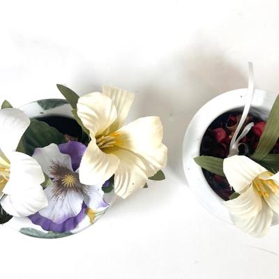 LOT 45L: Collection of Potted Artificial Flowers and Foliage Decor!