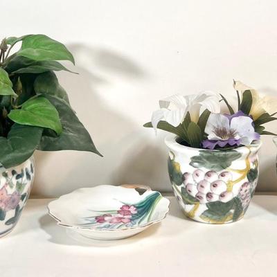 LOT 45L: Collection of Potted Artificial Flowers and Foliage Decor!