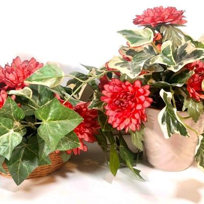 LOT 45L: Collection of Potted Artificial Flowers and Foliage Decor!