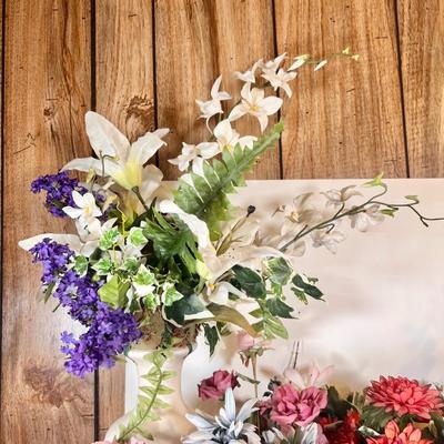 LOT 45L: Collection of Potted Artificial Flowers and Foliage Decor!