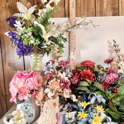 LOT 45L: Collection of Potted Artificial Flowers and Foliage Decor!