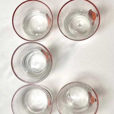 LOT 46L: Vintage Glass Equestrian Hunter Painted Cups & Shot Glasses