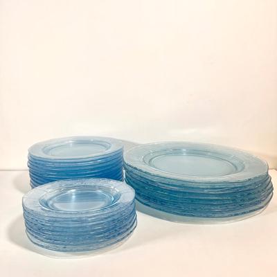 LOT 48K: Vintage Fostoria Retired June Pattern Blue Glass Plates