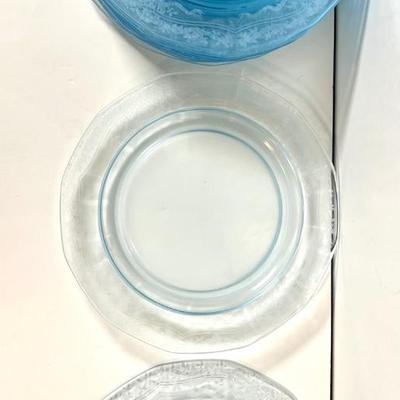 LOT 48K: Vintage Fostoria Retired June Pattern Blue Glass Plates