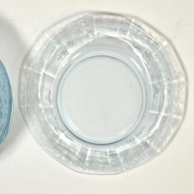 LOT 48K: Vintage Fostoria Retired June Pattern Blue Glass Plates