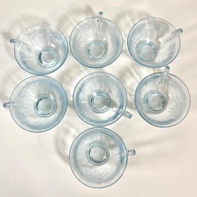 LOT 49K: Vintage Fostoria Retired June Pattern Blue Glass Tea Set