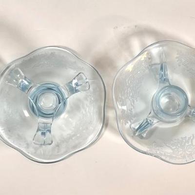 LOT 49K: Vintage Fostoria Retired June Pattern Blue Glass Tea Set