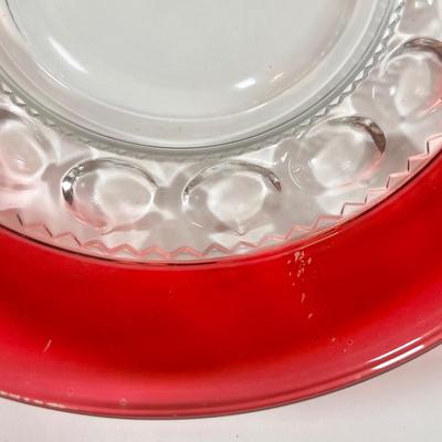 LOT 51K: Vintage Thumbprint Ruby Glass Plates
