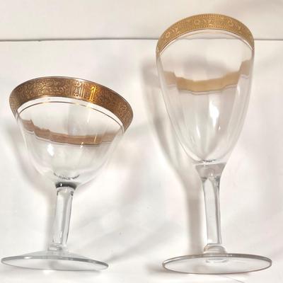 LOT 52K: Vintage Franciscan Style Gold Rimmed Glass Stemware