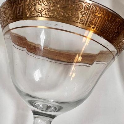 LOT 52K: Vintage Franciscan Style Gold Rimmed Glass Stemware