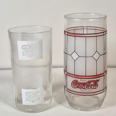 LOT 53K: Vintage 1970s Enamelware Floral Fondue Pot, Corelle Coordinates Ivy Stoneware Dishes, Coca Cola Glass, and More!