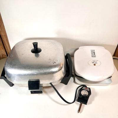 LOT 54K: Vintage Hoover Stainless Steel Frying Pan Model B3037 & George Foreman Grill Model GR- 10A