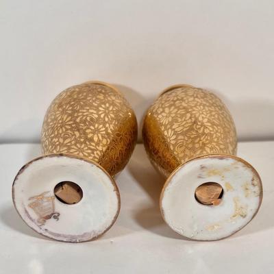 LOT 55K: CC&T Demitasse Butterfly Print Tea Set, Floral Gold Vase, Gold Coasters, Salt&Pepper Shakers, and More!