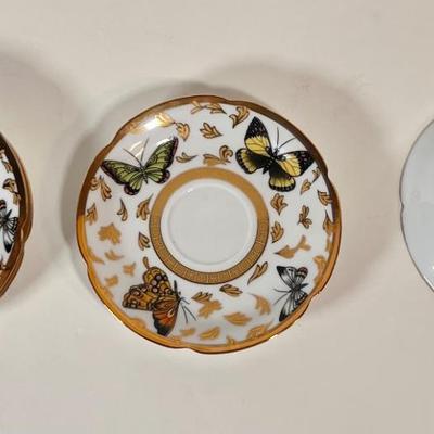 LOT 55K: CC&T Demitasse Butterfly Print Tea Set, Floral Gold Vase, Gold Coasters, Salt&Pepper Shakers, and More!