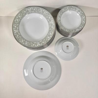 LOT 57K: Sango Imperial China Buckingham Pattern Green Dining & Tea Set