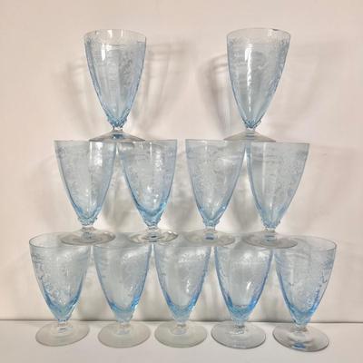 LOT 58L: Vintage Fostoria Retired June Pattern Blue Glass Stemware