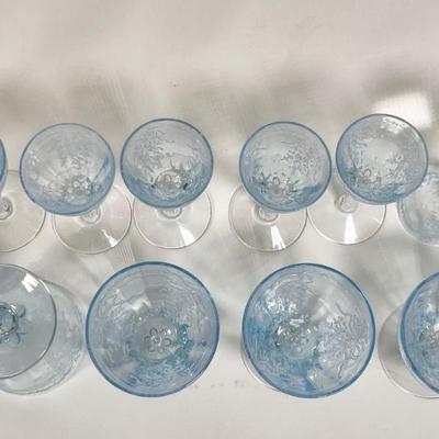 LOT 58L: Vintage Fostoria Retired June Pattern Blue Glass Stemware