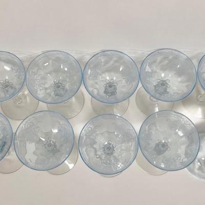 LOT 58L: Vintage Fostoria Retired June Pattern Blue Glass Stemware