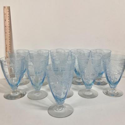 LOT 58L: Vintage Fostoria Retired June Pattern Blue Glass Stemware