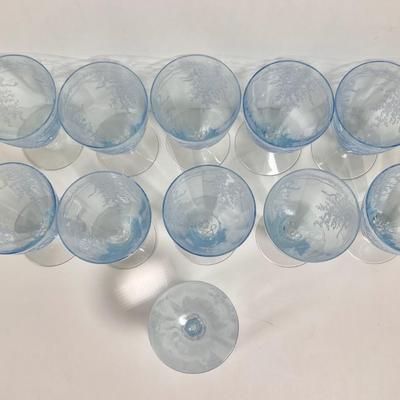 LOT 58L: Vintage Fostoria Retired June Pattern Blue Glass Stemware