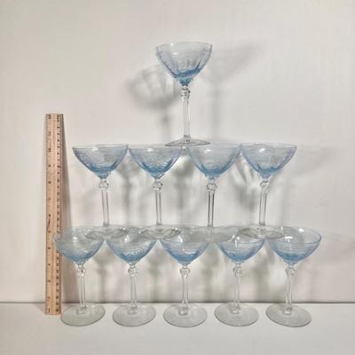 LOT 58L: Vintage Fostoria Retired June Pattern Blue Glass Stemware