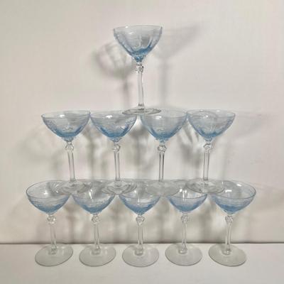 LOT 58L: Vintage Fostoria Retired June Pattern Blue Glass Stemware