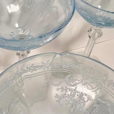 LOT 58L: Vintage Fostoria Retired June Pattern Blue Glass Stemware