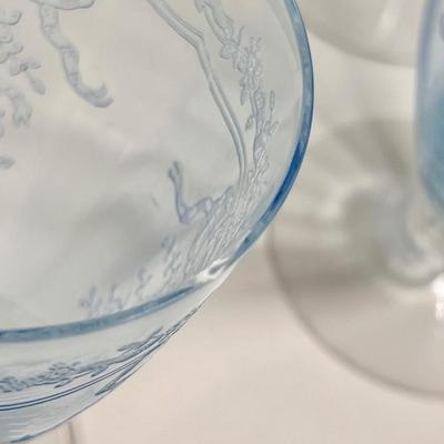 LOT 58L: Vintage Fostoria Retired June Pattern Blue Glass Stemware