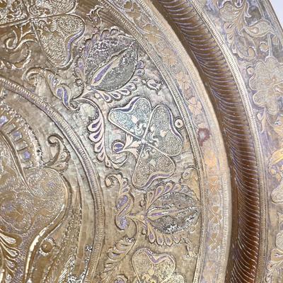 LOT 64K: Vintage Persian Intricately Designed Brass Tray